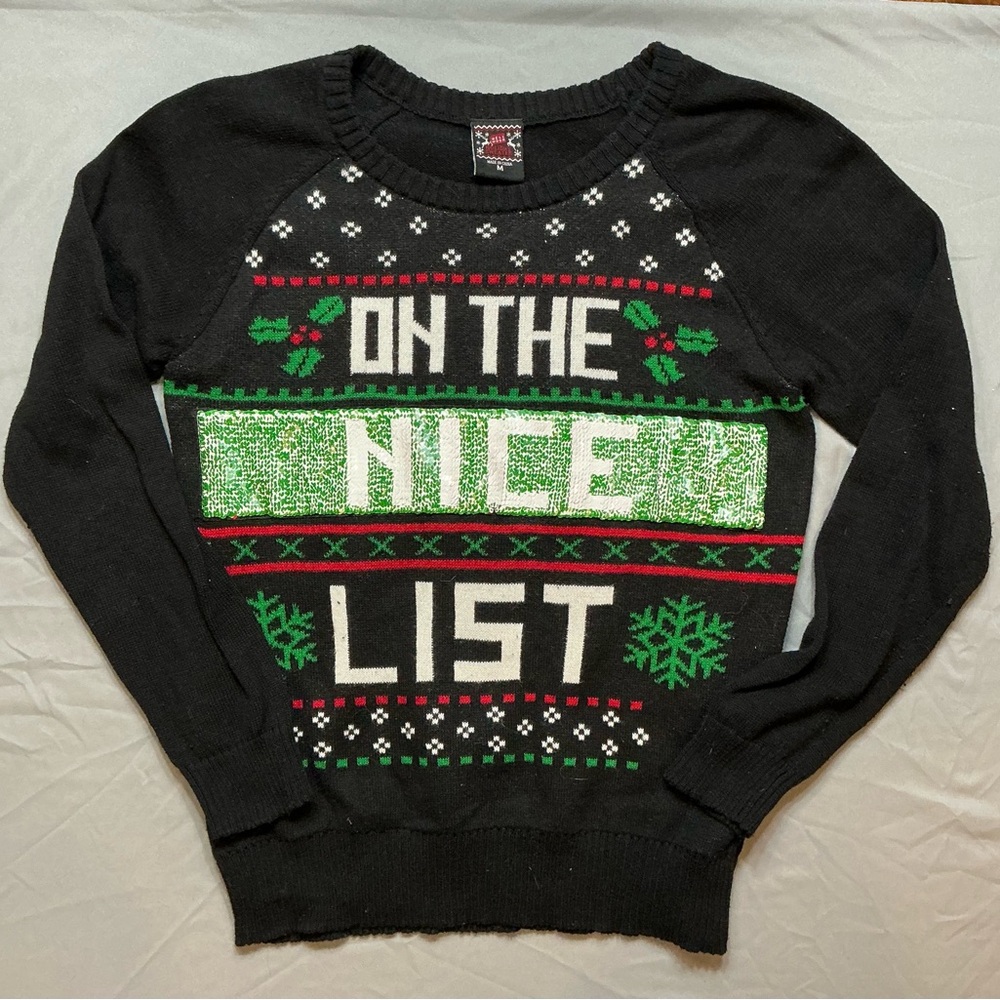 Well Worn Black and Green Crewneck Sweater
